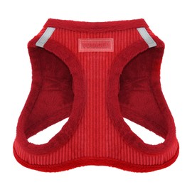 Voyager Step-In Plush Dog Harness – Soft Plush, Step In Vest Harness for Small and Medium Dogs by Best Pet Supplies - Red Corduroy, M (Chest: 16 - 18")
