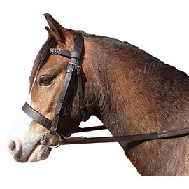 Sheldon Quality Leather Hunter Bridle With Plaited Browband and Rubber Reins (Black, Pony)