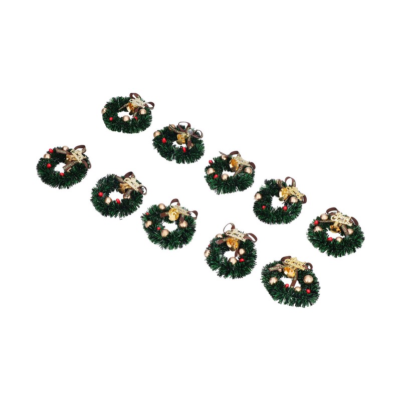 10Pcs Christmas Wreaths Miniature Scene Models Dollhouse Accessories for Above
