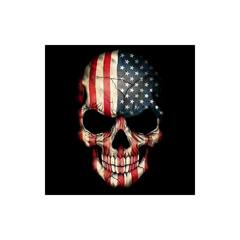 4x3 Inch Reflective America Death Skull USA Flag Decal