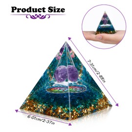 Orgonite Pyramid, Orgone Pyramid, Reiki Crystal Pyramid, Spiritual Gifts for Energy, Chakra, Meditation, Yoga, Home Decor (6 cm)