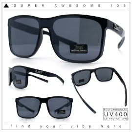 Locs All Dark Black Locs Mens Oversize Inset Lens Shield Horn Rim Plastic Sunglasses