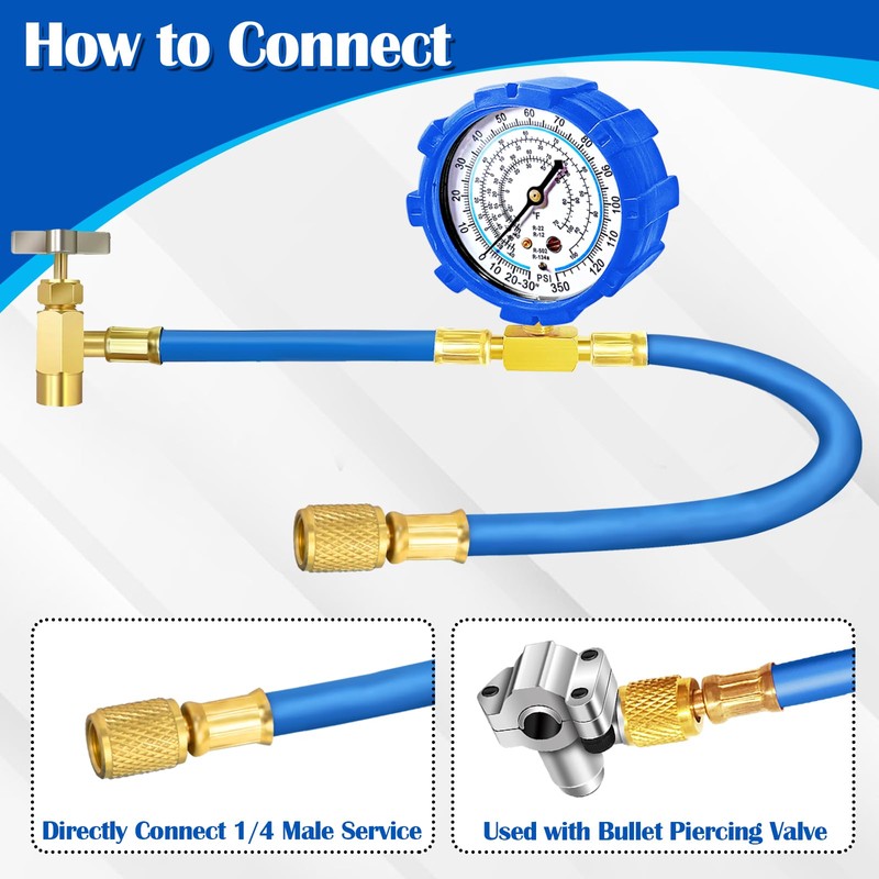 Refrigerator Freon Recharge Hose Kit-R134a R12 R22 Fridge Recharge Tool