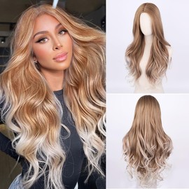 Wepwcod Long Wave Brown Wig Fancy Dress Synthetic Wig for Women Perfect for Daily and Special Occasion Use Elegant Realistic Wig Suitable for Party