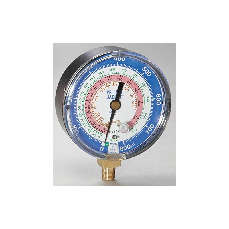 Gauge, 3 1/8In Dia, Low Side, Blue, 800 psi