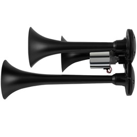 Scitoo 150db Super Loud 3Pcs Electric Air Horns Kit for Vehicles, Applicable for Bus, ATV, Motorcycle, Van, Truck (Black)