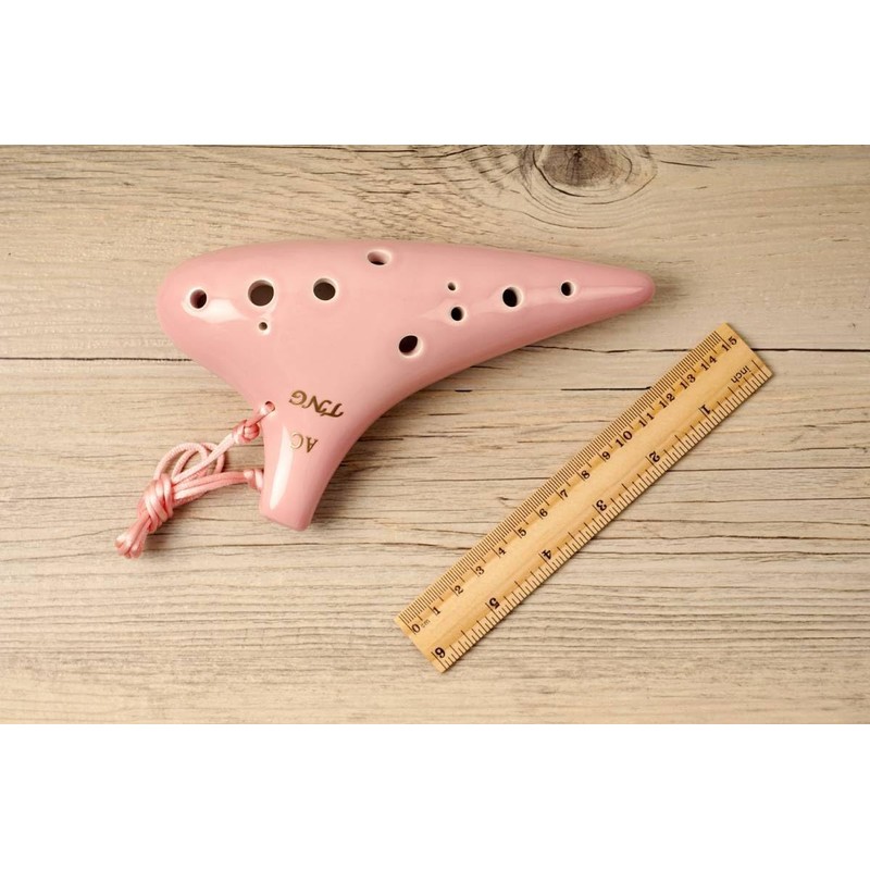 TNG Alto C-Tube Ocarina 12 Hole, Pink, With Case, Strap,