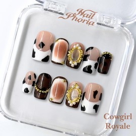 NailPhoria｜SURPRISE DEAL Collections (70 Styles) acrylic press nails:_Cowgirl Royale_S