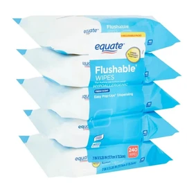 Generic Fresh Scent Flushable Wipes, 5 Packs of 48 Wipes Each, Total 240 Wipes