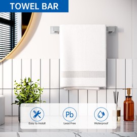 Hawkrown 10-Piece Bathroom Hardware Accessories Set, 23.6 Inch SUS304 Stainless Steel Towel Bar Set, Wall Mounted Bathroom Towel Holders, Towel Hooks with Toilet Paper Holder