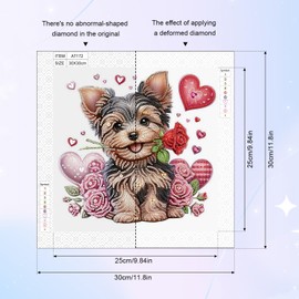 AiYuanzsh DIY Diamond Art Painting Kits for Adults, 5D Special Shape Crystal Rhinestone Diamond Art Kits for Beginners, for Home Wall Decoration Gift 12x12 inch, Cute Puppy