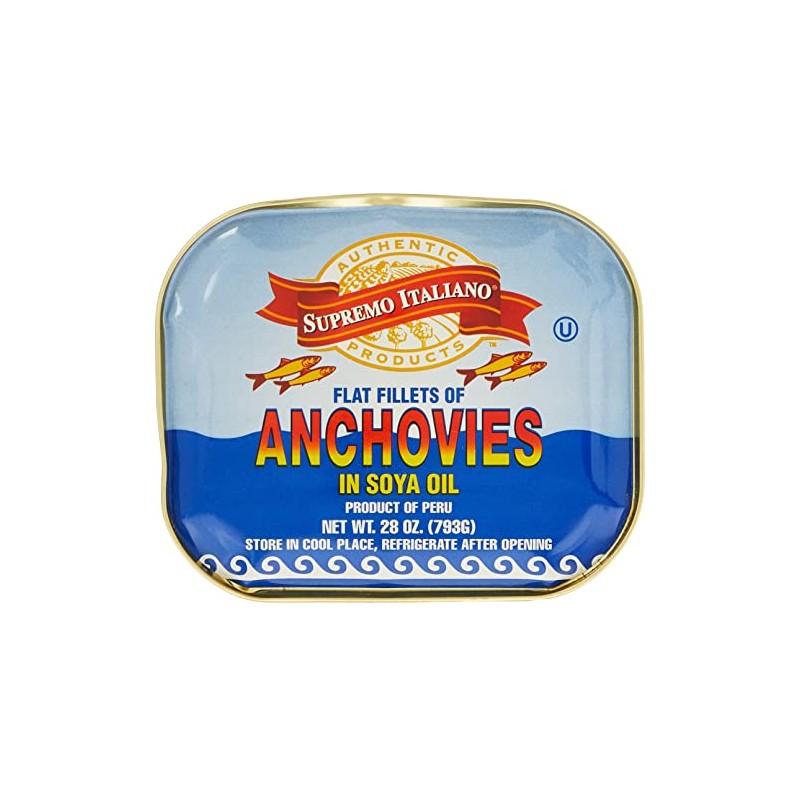 Supremo Italiano Anchovies in Soy Oil, 28 Ounce