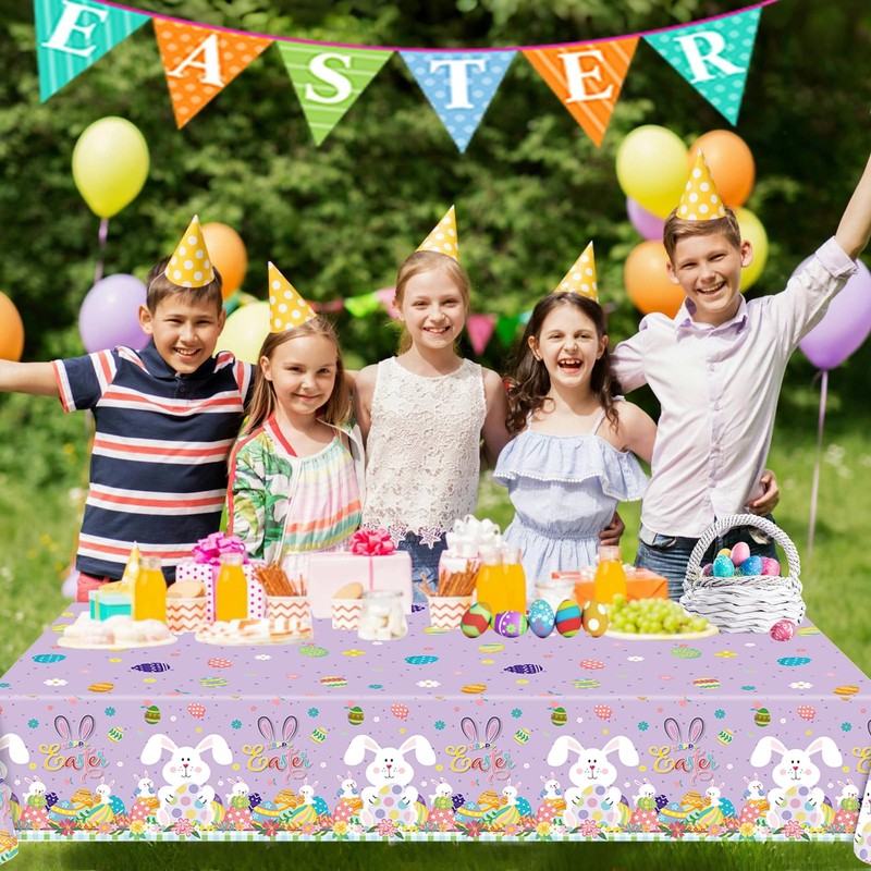 MORAINJAY 3-Piece Easter Tablecloths, 137 x 274 cm, Easter Egg