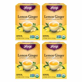Yogi Tea Lemon Ginger Tea - 16 Tea Bags per Pack (4 Packs) - Organic Ginger Root Tea to Support Healthy Digestion - Includes Lemongrass, Lemon Flavor & Peel, Licorice Root, More