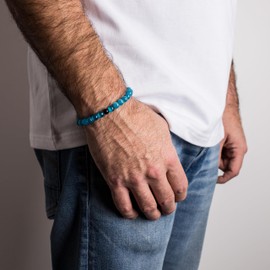 Akitsune Globae Pearl Bracelet | Bracelet Women Men Beads - Matte Black Onyx - 18 cm, Gemstone