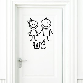 Wandtattoo-Loft Türaufkleber WC Männchen schwarz Junge Mädchen Toilette Aufkleber