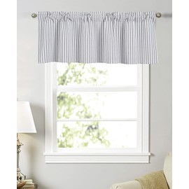 Annlaite Stripes Textured Drapes Stripe Pattern Valance Curtains Light Reducing Window for Living Room/Bedroom/Kitchen Rod Pocket Valance 52 by 18 Inch Gray(2 Pack)