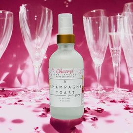 Champagne Toast Room and Linen Spray Made In USA Clean Ingredients Essential Oils Long Lasting Scent AIr Freshener Glass Bottle Citrus Vanilla