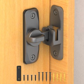 Mixizigoz Barn Door Lock, 90/180 Degree Flip Barn Door Lock, Protect Privacy Sliding Door Lock Latch for Door, Garden, Bathroom, Garage, Window, Outdoor, Garage, Barn, Cabinet (Grey-1 pc)