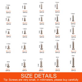 1100Pcs Nickel-Plated M1.2,M1.4,M1.5,M2 Round Pan Head Tapping Screws Laptop Notebook Computer Screws Kit,Phillips Small Screw Set for Electronic Repair (1100pcs)