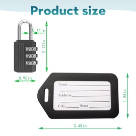 DUALCROWN 6 Pack Black Combination Luggage Lock+6 Pack Travel Tags，Travel Lock for Luggage, Suitcase, Carry On, Backpack, Laptop Bag.