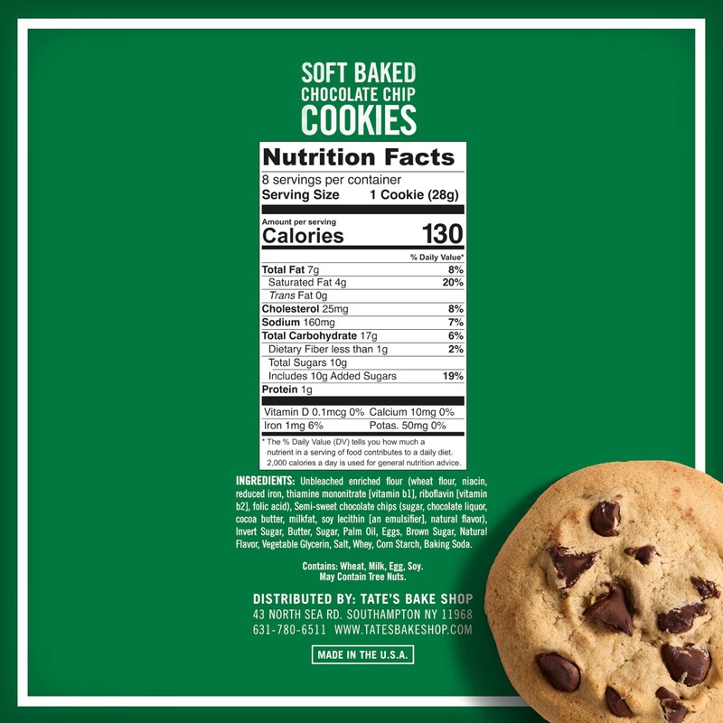 Tate's Bake Shop Soft Baked Cookies, Chocolate Chip, 4-8 oz