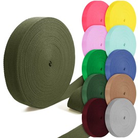 Grosun Cotton Webbing 1 inch 1.5 inch 2 inch Webbing Tote Strap Canvas Straps for Bags, 10 25 50 3.3 Yards Cotton Polyester Webbing (Olive Green, 1 Inch x 3.3 Yards)