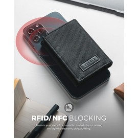 VULKIT Men's Small RFID Protection EC Card Wallet Trifold Cards Wallet Minimalist Card Holder with Coin Compartment, black, Minimalist