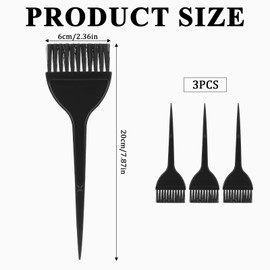 Ymapinc 3 Pcs Hair Coloring Dye Brush, Hair Stylist Supplies Salon Accessories Applicator Brushes for Hairs DIY Tools (Plastic, Black)