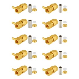 Vecys 10 PCS SMA Connectors SMA Male Right Angle Crimp Connector for RG316 RG174 RF Coax Cable