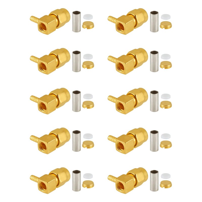Vecys 10 PCS SMA Connectors SMA Male Right Angle Crimp