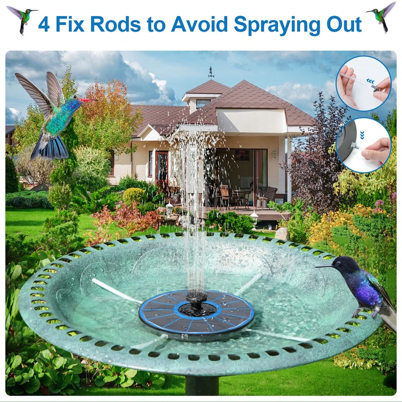 GAIZERL 3.5W Solar Fountain with Battery - Work On Cloudy