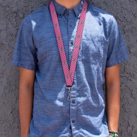 Buckle Down Lanyard-1.0"-Ford Mustang W/Bars W/Text Pink Repeat, Multicolor, One Size