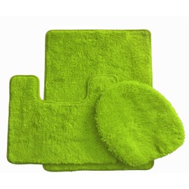 BH Home & Linen 3 Piece Luxurious Ultra Spa Solid Colors Bath Rug Set Made with 100% Polypropylene. (Lime Green)
