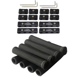 LEDAUT Black 8Cyl Spark Plug Heat Shield Protector and 12pc Engine Spark Plug Wire Separator Insulating Fire Sleeve with Divider Suit for 8mm 9mm 10mm
