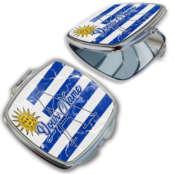Bleu Reign Compact Personalized Pocket Mirror Custom Name Uruguay Flag