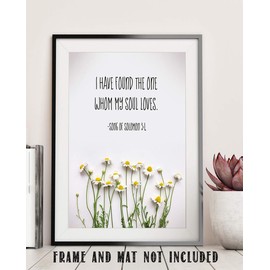 TJ Originals Song of Solomon 3:4, I Have Found the One - Spiritual Wall Art, Home Sign Decor, Faith Hope Love, Bible Quotes Decor, Unframed 11 x 14 Christian Artwork, Family Quotes (Daisies)