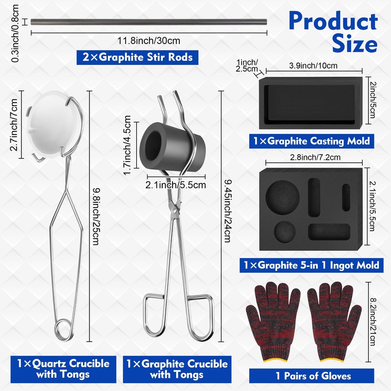 Coitak 9 Pieces Graphite Torch Melting Casting Kit, Including 2