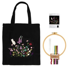 Embroidery Canvas Carry Bag Set, Embroidery Set for Beginners, Embroidery Kit, Cross Stitch Set, Embroidery Kit Includes Canvas Bags, Embroidery Hoop, Yarn and Tool