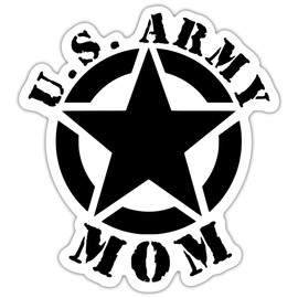 Army Mom Star Vinyl Decal Sticker | Cars Trucks Vans Walls Laptops Cups | Black | 5.5 X 5 Inch | KCD1727B