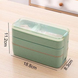 Bento Box,lunchbox mit fächern,Bento Box für Erwachsene Kinder,3Schicht Brotdose 900ml Lunchbox mit 3Fächern Besteck,Lagige Vesperdose für Erwachsene Kinder Brotbüchse zum Schule Arbeit Picknick-Grün