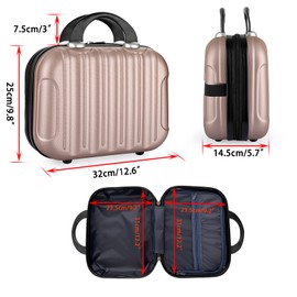 Tolida Makeup Travel Case, Hard Shell Cosmetic Organizer Bag with Elastic Band and Soft Handle, Portable Mini ABS Carrying Suitcase Waterproof, Travel Bag for Toiletry, Skin Care (Gold Rose)