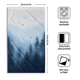 Blue Misty Forest Hand Towels Set of 2 Nature Mountain Soft Guest Face Bath Towel Kitchen Dish Towels Spa Home Bathroom Decorations