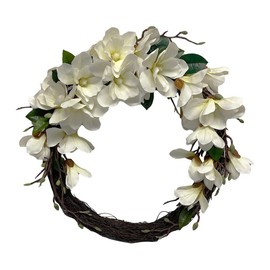 Prolinemax 20'' Botanical Artificial Magnolia Wreath Hand Crafted Home Decoration Decor