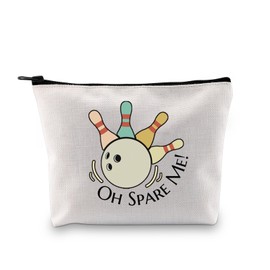 JXGZSO Funny Bowling Makeup Bag Bowling Player Gift Oh Spare Me Bowling Cosmetic Bag Bowling Ball Zipper Pouch Bowling Bowler Gifts
