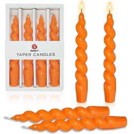 Orange Taper Candles Twisted Candlesticks 7.5Inch Handmade Unscented Candles 4pcs Spiral Candles Stick Candles Twirl Candle for Wedding Thanksgiving Home Party