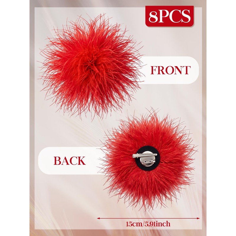 Cunno 8 Pcs Feather Flower Brooch Pins, Lapel Brooch for