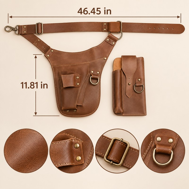 Adjustable Waist Tool Bag – PU Leather Work Belt Pouch
