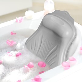 Badewannenkissen,Badekissen für Badewanne aus Hygienischem Silikon,Antibakteriell,Schimmelresistent & Weich mit 36 Rutschfesten SaugnäPfen,Ergonomische an Kopf und Nacken für Entspannende (Hellgrau)