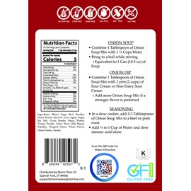Mom’s Place Gluten-Free Onion Soup Mix or Chip Dip, Kosher, Nut Free, Soy Free, Vegan, Dairy Free, 16 servings, 2.0 oz